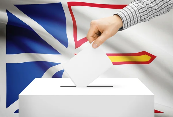 Voting concept - Ballot box with national flag on background - Newfoundland and Labrador — Stock Photo, Image