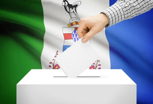 Voting concept - Ballot box with national flag on background - Yukon - Stock-foto