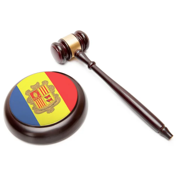 Judge gavel and soundboard with national flag on it - Andorra — Stock Photo, Image