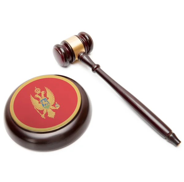 Judge gavel and soundboard with national flag on it - Montenegro — Stock Photo, Image