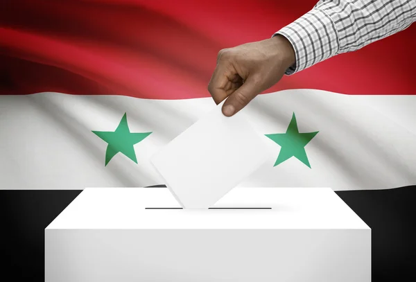 Ballot box with national flag on background - Syria — Stock Photo, Image