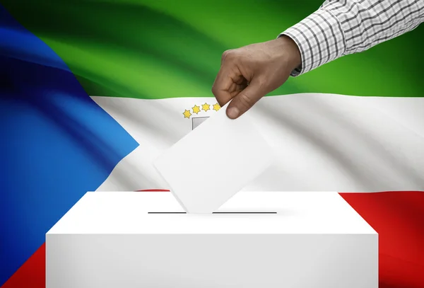 Ballot box with national flag on background - Equatorial Guinea — Stock Photo, Image