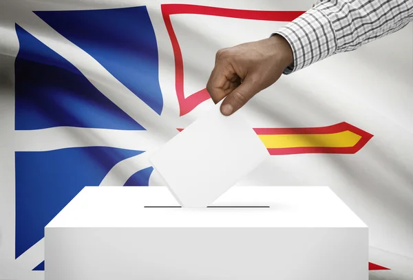 Voting concept - Ballot box with Canadian province flag on background - Newfoundland and Labrador — Stock Photo, Image