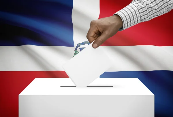 Ballot box with national flag on background - Dominican Republic — Stock Photo, Image