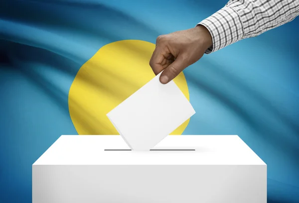 Ballot box with national flag on background - Palau — Stock Photo, Image