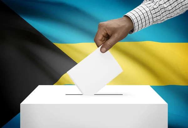 Ballot box with national flag on background - Bahamas — Stock Photo, Image