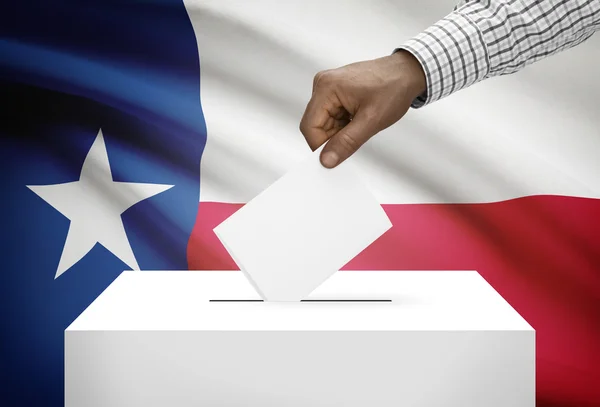 Voting concept - Ballot box with US state flag on background - Texas — Stock Photo, Image