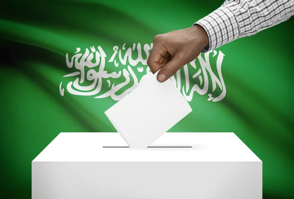 Ballot box with national flag on background - Saudi Arabia — Stock Photo, Image