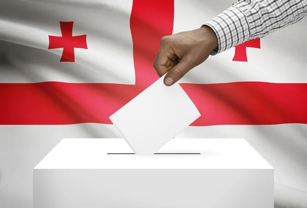 Ballot box with national flag on background - Georgia — Stock Photo, Image