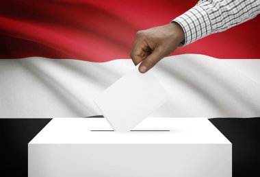 Arka plan - Yemen Ulusal bayrağını ile oy sandığı