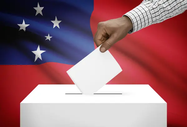 Ballot box with national flag on background - Samoa — Stock Photo, Image