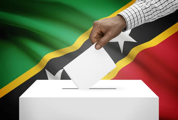 Ballot box with national flag on background - Saint Kitts and Nevis — Stock Photo, Image