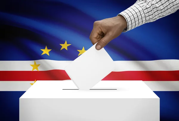 Ballot box with national flag on background - Cape Verde — Stock Photo, Image