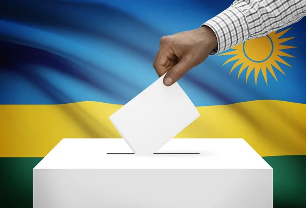 Ballot box with national flag on background - Rwanda — Stock Photo, Image