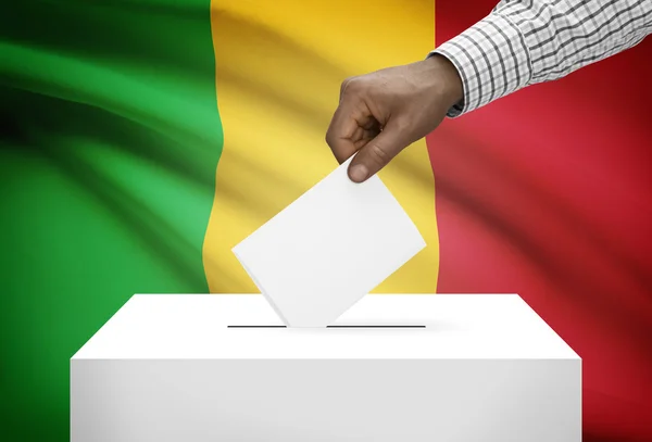 Ballot box with national flag on background - Mali — Stock Photo, Image