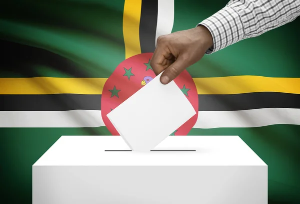 Ballot box with national flag on background - Dominica — Stock Photo, Image