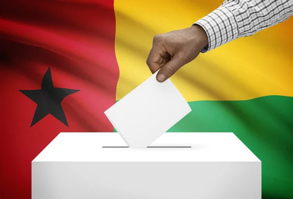Ballot box with national flag on background - Guinea-Bissau — Stock Photo, Image