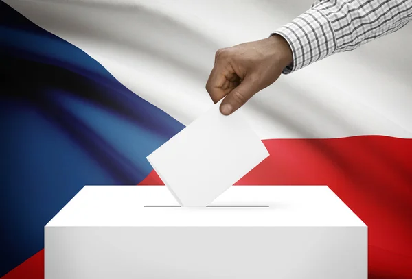 Ballot box with national flag on background - Czech Republic — Stock Photo, Image