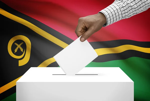 Ballot box with national flag on background - Vanuatu — Stock Photo, Image