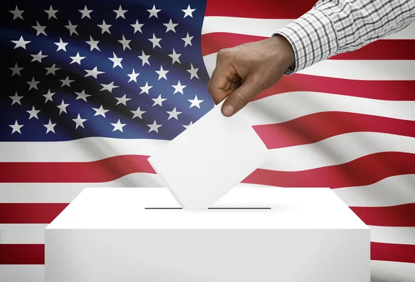 Ballot box with national flag on background - United States of America — Stock Photo, Image