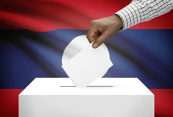 Ballot box with national flag on background - Laos — Stock Photo, Image