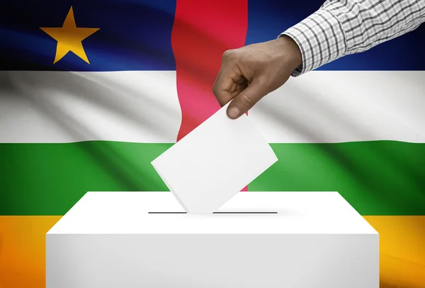 Ballot box with national flag on background - Central African Republic — Stock Photo, Image