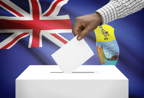 Ballot box with national flag on background - Saint Helena — Stock Photo, Image