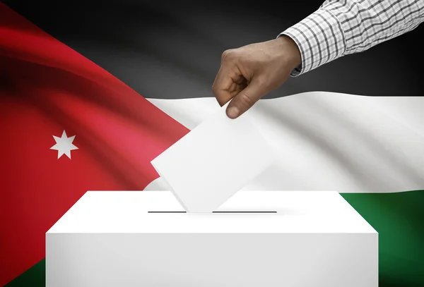 Ballot box with national flag on background - Jordan — Stock Photo, Image