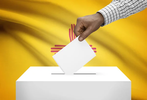 Voting concept - Ballot box with US state flag on background - New Mexico — Stock Photo, Image