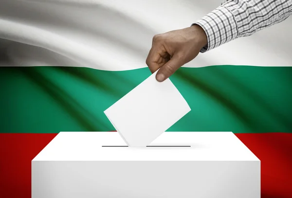 Ballot box with national flag on background - Bulgaria — Stock Photo, Image