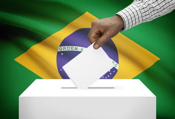 Ballot box with national flag on background - Brazil — Stock Photo, Image