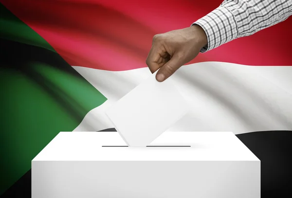 Ballot box with national flag on background - Sudan — Stock Photo, Image