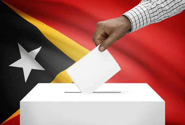 Ballot box with national flag on background - East Timor — Stock Photo, Image