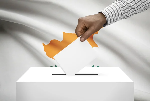 Ballot box with national flag on background - Cyprus — Stock Photo, Image