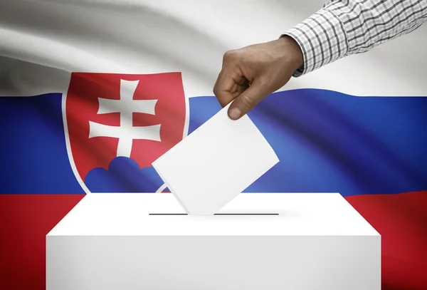 Ballot box with national flag on background - Slovakia — Stok Foto