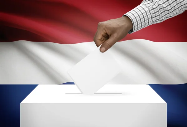 Ballot box with national flag on background - Netherlands — Stock Photo, Image