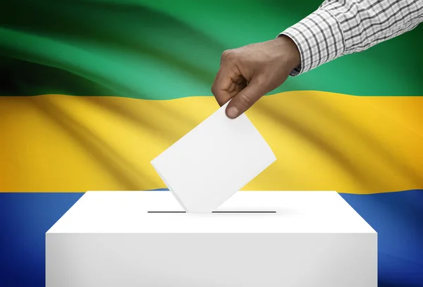 Ballot box with national flag on background - Gabon — Stock Photo, Image