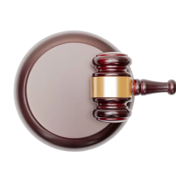 Wooden judge gavel - view from top — Stock Photo, Image