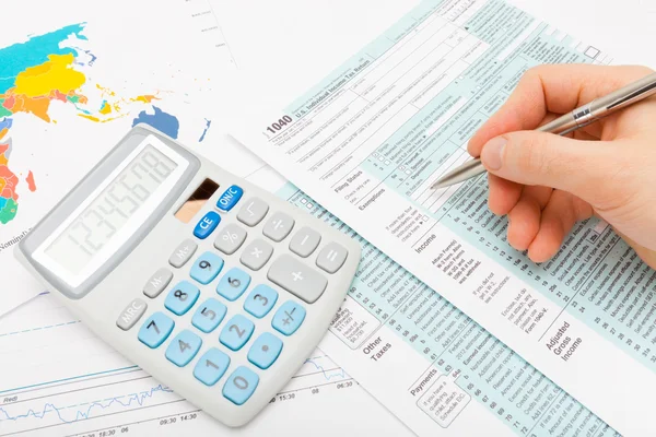 Filling out 1040 US Tax Form — Stock Photo, Image