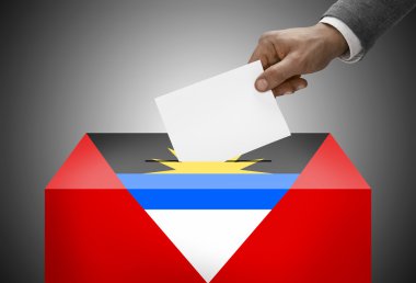 Oy sandığı ulusal bayrak renkleri - Antigua ve Barbuda boyalı