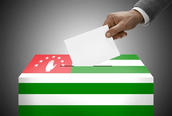 Ballot box painted into national flag colors - Abkhazia — Stock Photo, Image