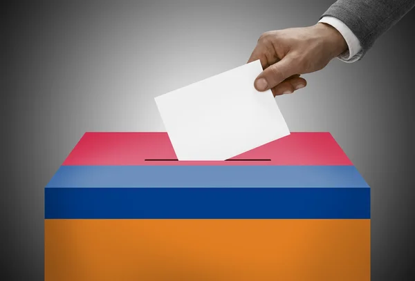 Ballot box painted into national flag colors - Armenia — Stock Photo, Image