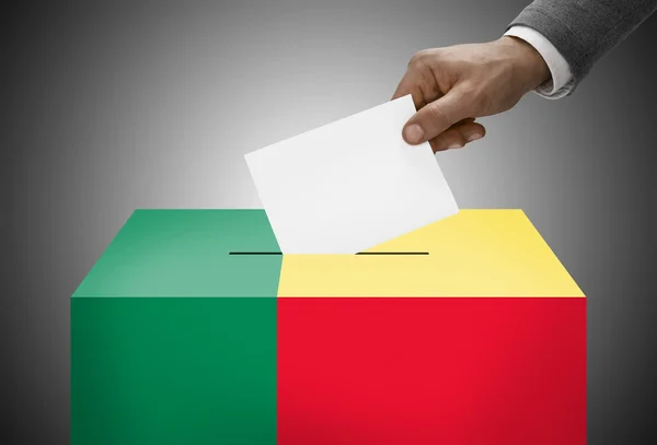 Ballot box painted into national flag colors - Benin — Stock Photo, Image