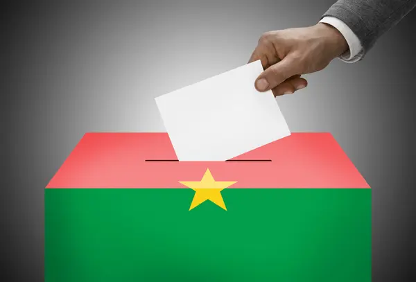 Ballot box painted into national flag colors - Burkina Faso — Stock Photo, Image