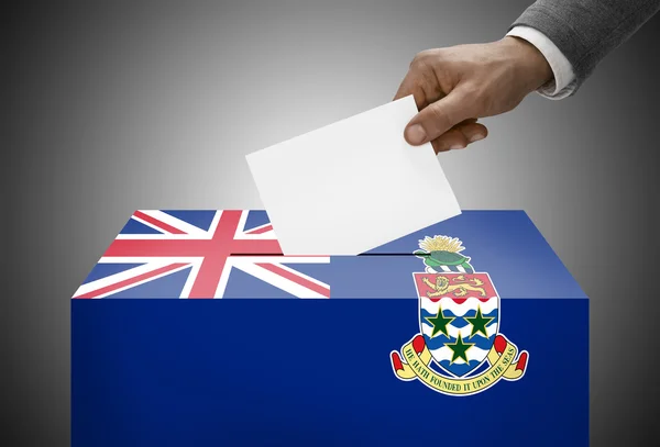 Ballot box painted into national flag colors - Cayman Islands — Stock Photo, Image