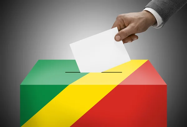 Ballot box painted into national flag colors - Republic of the Congo - Congo-Brazzaville — Stock Photo, Image