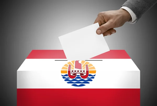 Ballot box painted into national flag colors - French Polynesia — Stock Photo, Image