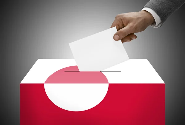 Ballot box painted into national flag colors - Greenland — Stock Photo, Image