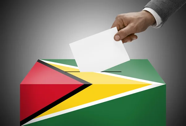 国旗の色 - ガイアナに描かれた投票箱 — ストック写真