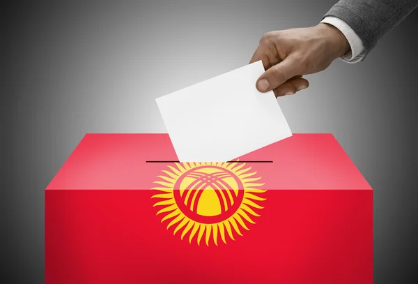 Ballot box painted into national flag colors - Kyrgyzstan — Stock Photo, Image